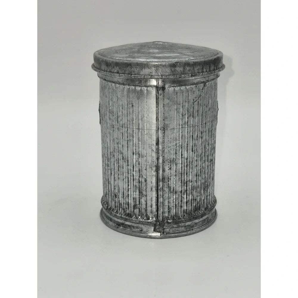 Chief Metal Ware Salesman Sample Trash Can Galvanized Miniature Wastebasket With